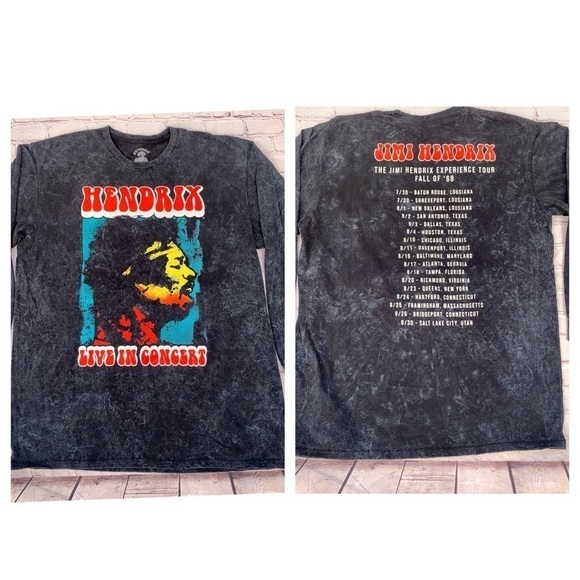 Tie dye JIMI HENDRIX CONCERT TEE Live in Concert Fall of '64 LS Tee Shirt 2XL - Picture 1 of 6